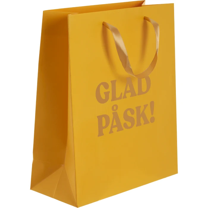 Presentpåse Glad Påsk Guld 19x22cm