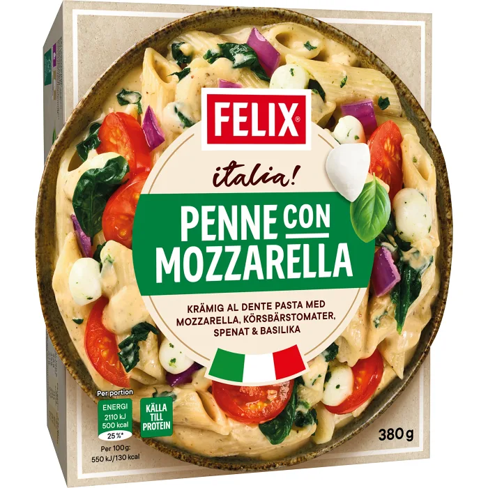Penne con mozzarella Fryst 380g Felix
