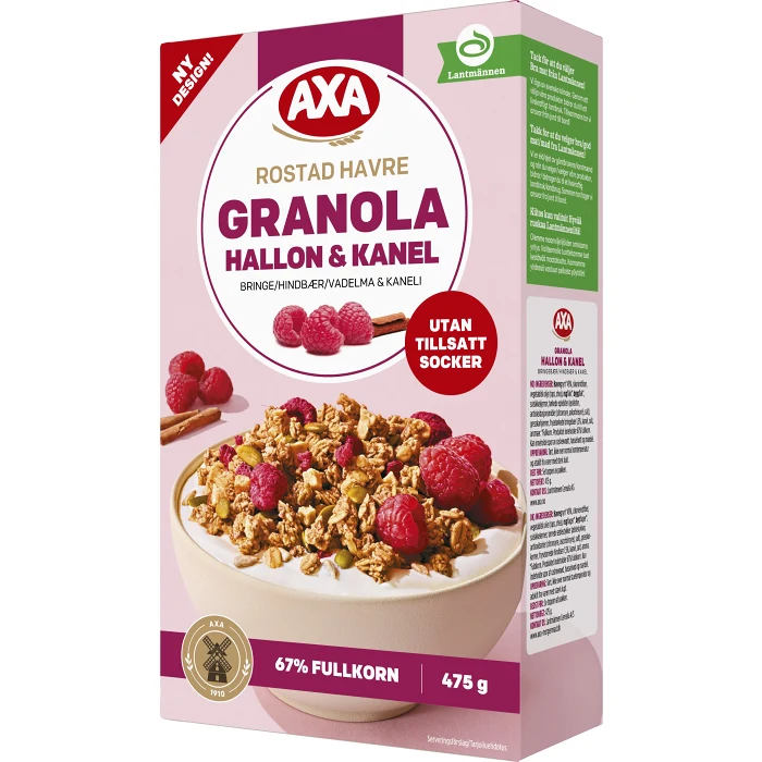 Granola Raspberry & Cinnamon 475g AXA