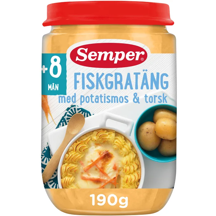 Gratäng med potatis & fisk 8m 190g Semper