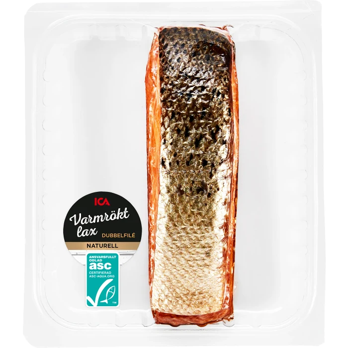 Lax Färsk Varmrökt Dubbelfilé ca 300g Miljömärkt ICA