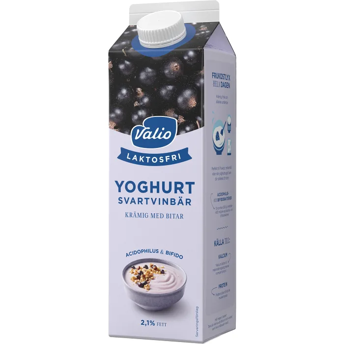 Yoghurt Svarta vinbär Laktosfri 2,1% 1000g Valio