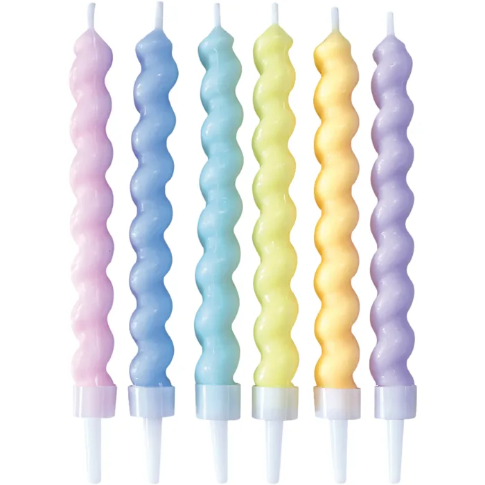 Tårtljus skruvade pastell 6-p Decorata Party