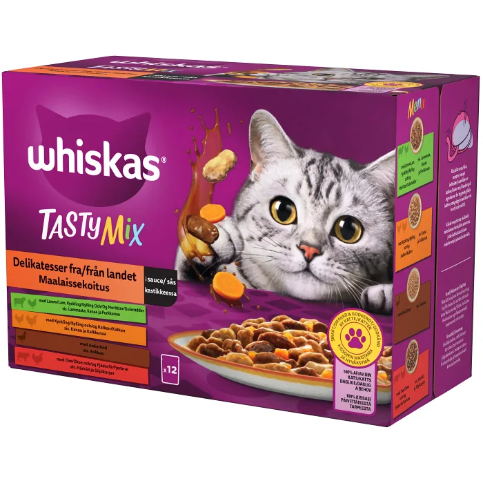 Kattmat tasty mix delikatesser från landet i sås 12-p Whiskas