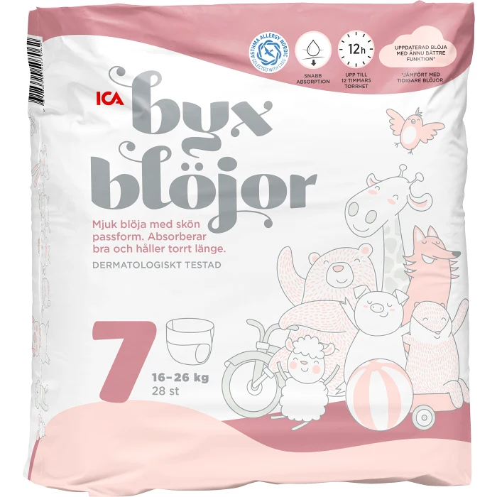 Byxblöja strl 7 16-26kg 28-p ICA