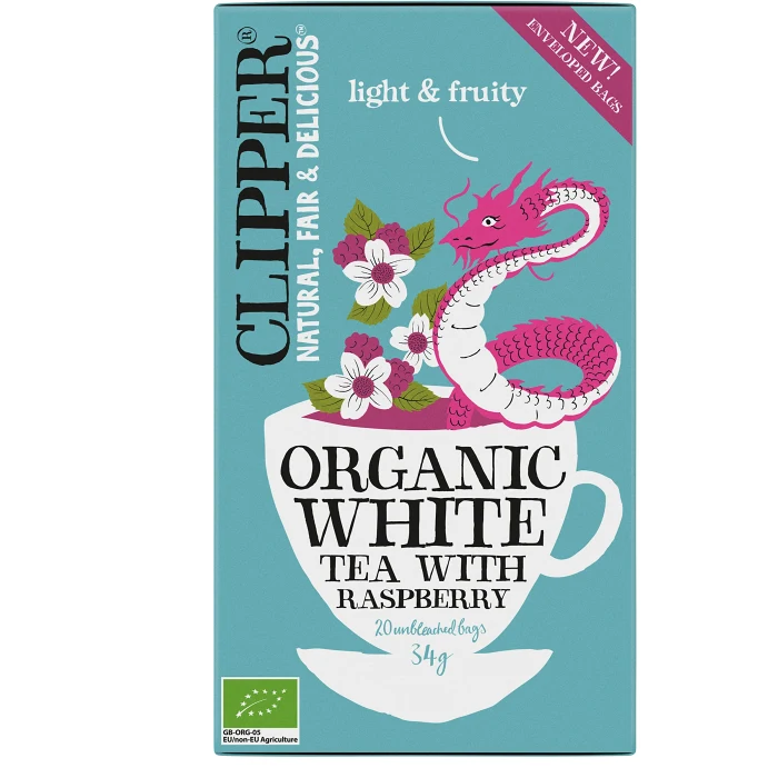 Vitt Te Raspberry Ekologiskt 34g Clipper