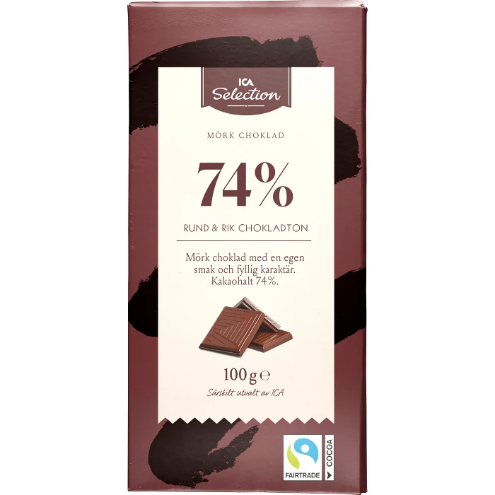 Choklad Mörk 74% 100g ICA Selection