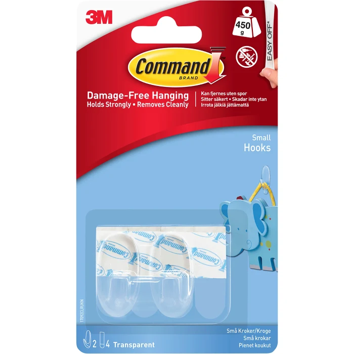Krok Transparent Storlek Small 2-pack Command