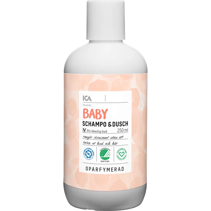 Baby Schampo & Dusch Oparfymerad 250ml ICA Hjärtat