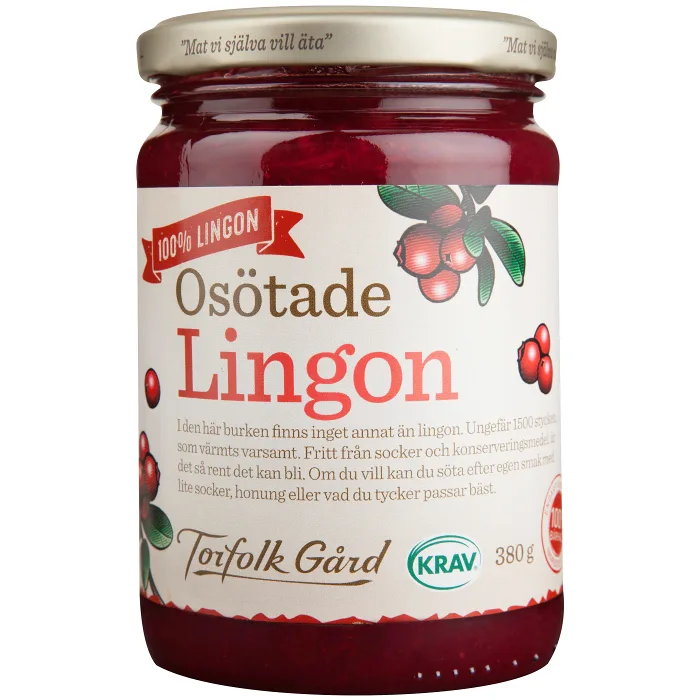 Lingonsylt Osötad 380g KRAV Torefolk Gård