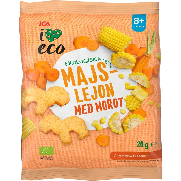 Barnsnacks Majs morot ekologisk 20g ICA i love eco