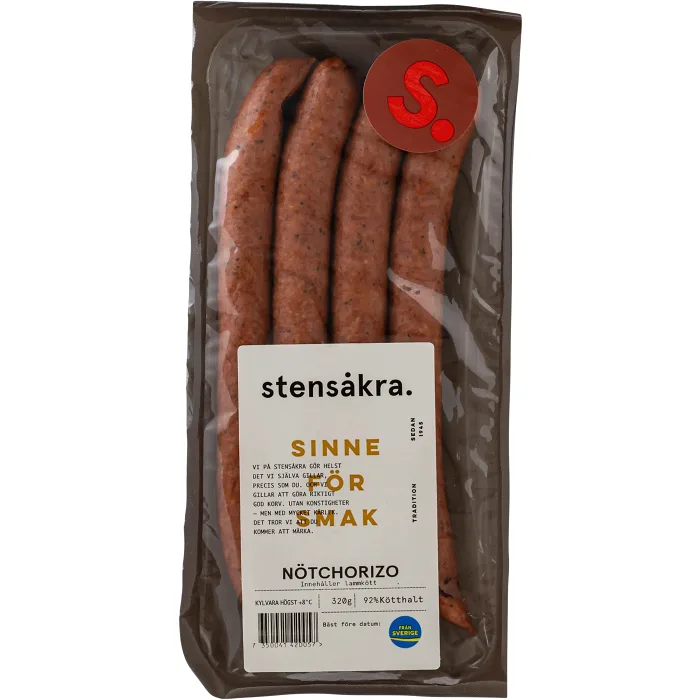 Nötchorizo 92% Kötthalt 320g Stensåkra