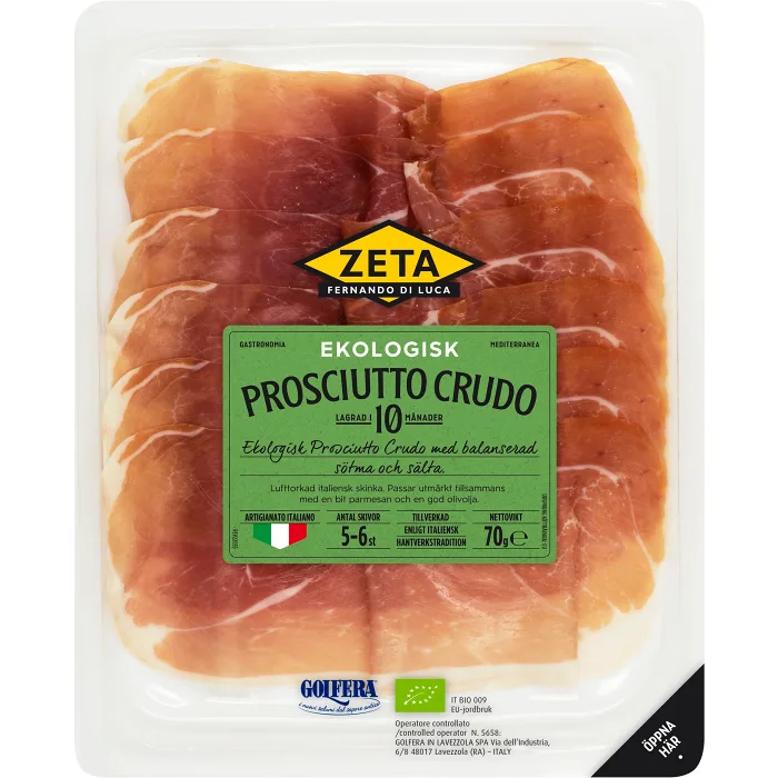 Prosciutto Crudo Ekologisk 70g Zeta