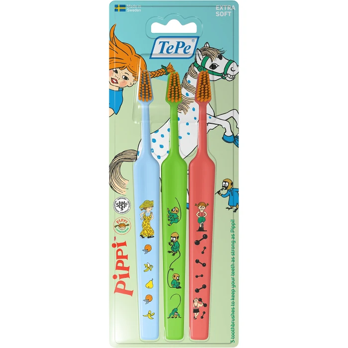Tandborste Barn Kids Pippi Extra Soft 3-p TePe