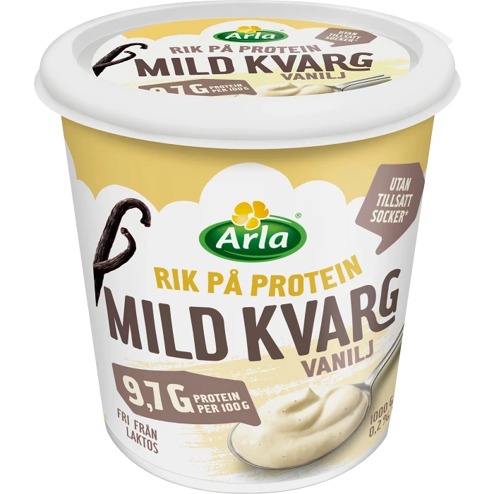 Kvarg Mild Vanilj 0,2% Laktosfri 1000g Arla®
