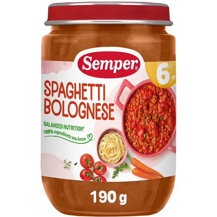 Spagetti med köttfärssås Från 6m 190g Semper