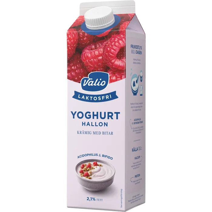 Fruktyoghurt Hallon Laktosfri 2,1% 1l Valio