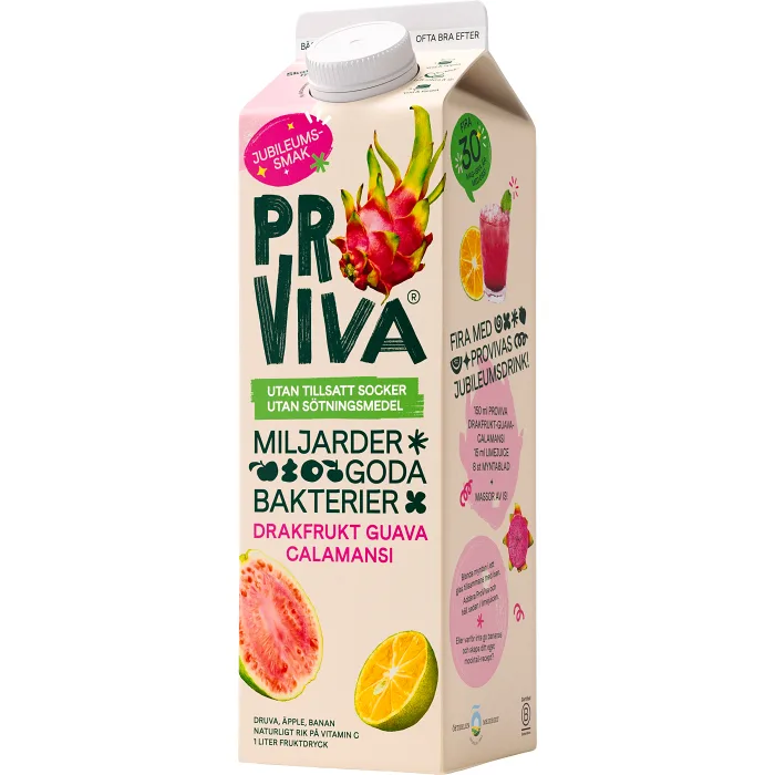 Fruktdryck Drakfrukt Guava Calamansi utan tillsatt socker 1000ml Proviva