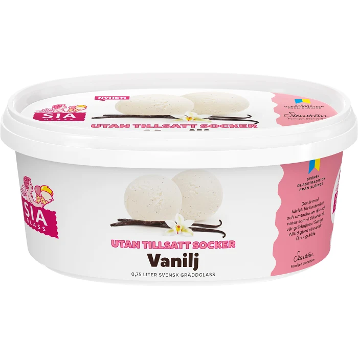 Gräddglass Vanilj utan tillsatt socker 750ml SIA Glass