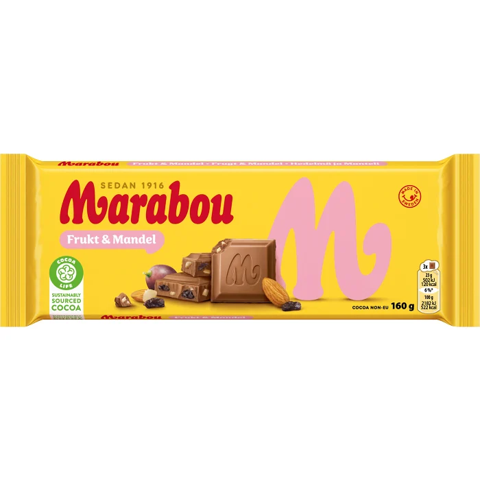 Chokladkaka Frukt & Mandel 160g Marabou