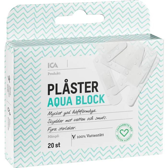 Plåster Aqua Block 20-p ICA Hjärtat