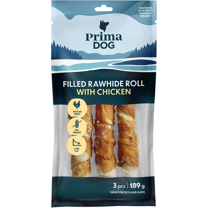 Fylld tuggrulle kyckling 3-p 189g PrimaDog