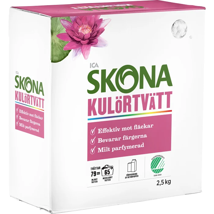Tvättmedel Kulörtvätt Morgonsol 2,5kg Miljömärkt ICA Skona