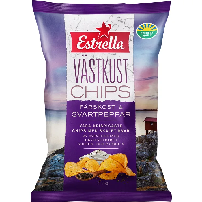 Västkustchips Färskost & Svartpeppar 180g Estrella