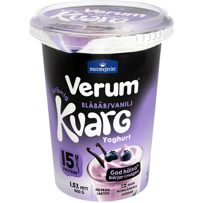 Kvargyoghurt Blåbär Vanilj 1.5% 500g Verum