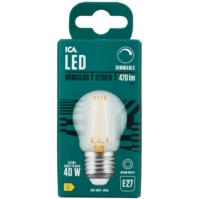 LED Klot E27 470lm(40W) Dimbar ICA