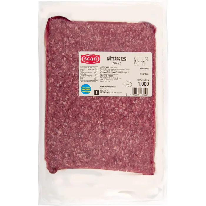 Nötfärs Färsk 12% 1kg Scan