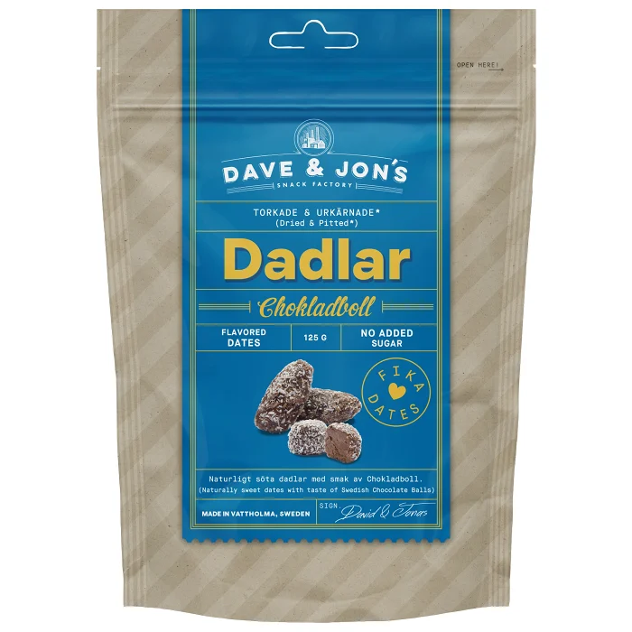 Dadlar Chokladboll 125g Dave & Jon's