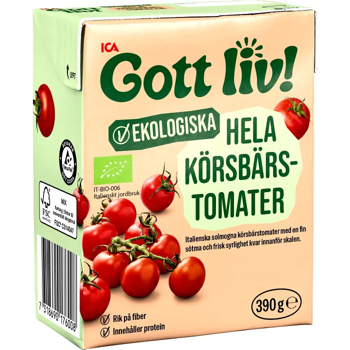 Körsbärstomater Hela Ekologiska 390g KRAV ICA I love eco
