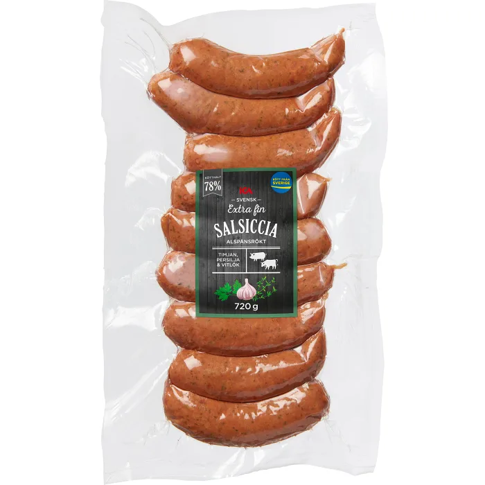 Salsiccia 78% kötthalt 720g ICA