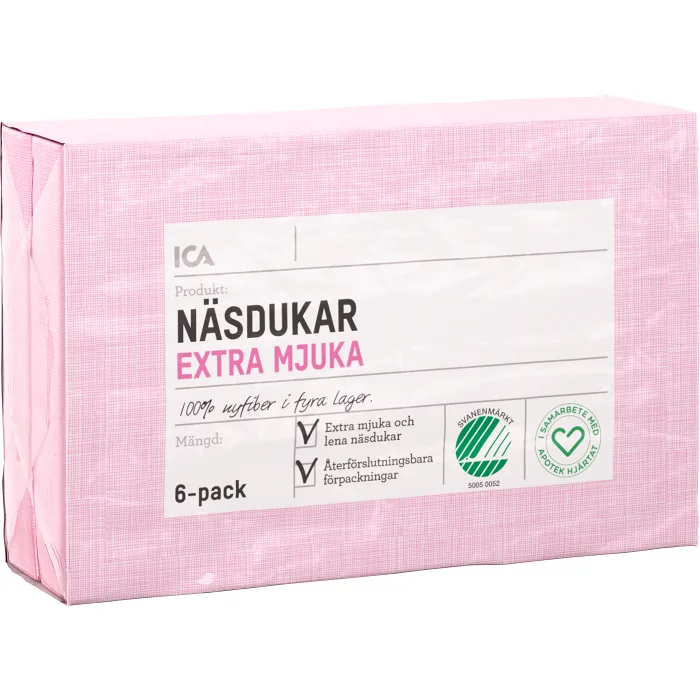 Näsdukar 6-p ICA Hjärtat