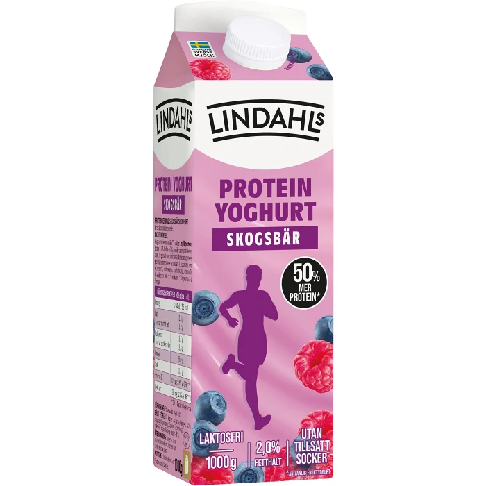Fruktyoghurt Skogsbär Laktosfri 2% 1000g Lindahls