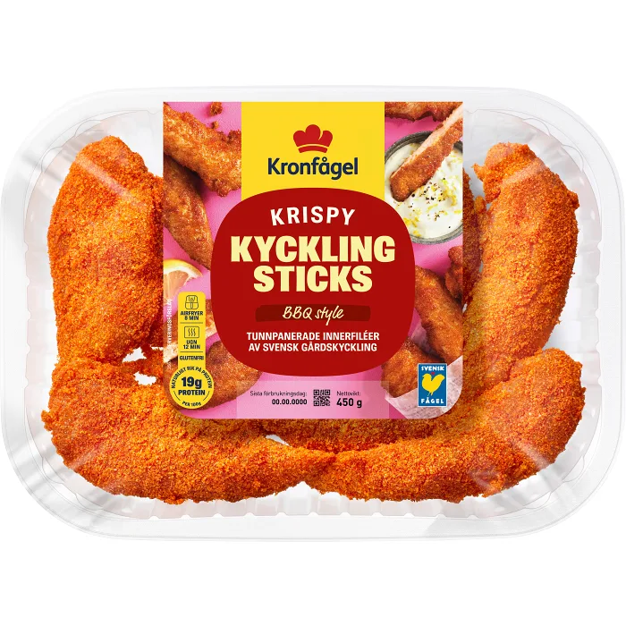 Kyckling Sticks Färska Krispy BBQ av innerfilé 450g Kronfågel