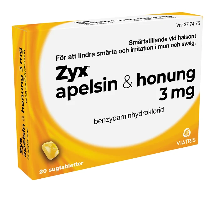 Halstablett Apelsin & Honung 3mg 20p Zyx