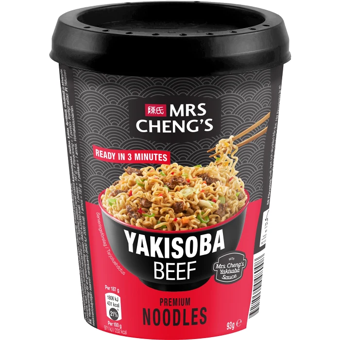 Nudlar i kopp Yakisoba Beef 93g Mrs Chengs