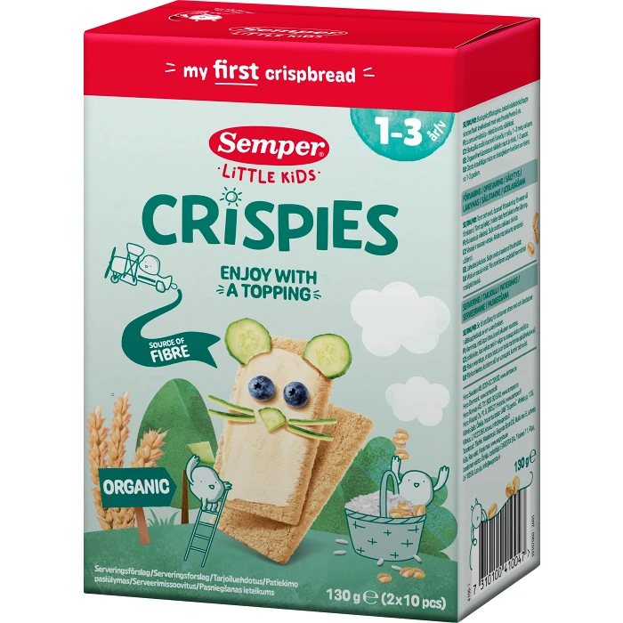 Barnsnacks Crispies knäckebröd Eko 1år 130g Semper