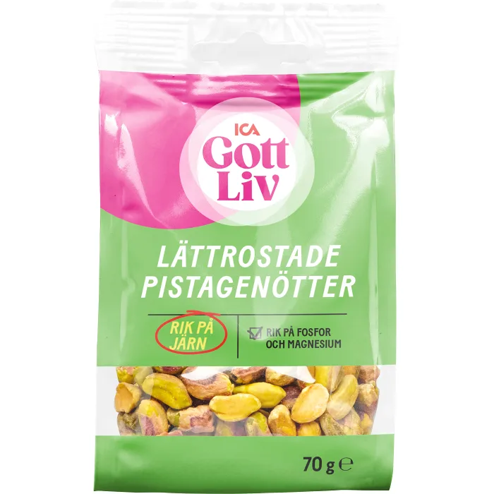 Lättrostade skalade Pistagenötter 70g ICA Gott Liv