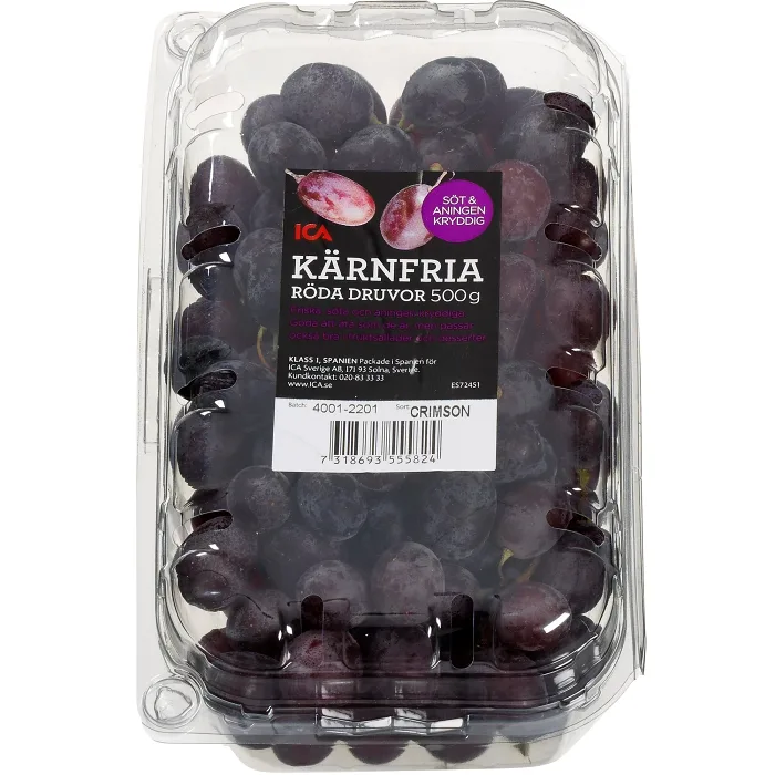 Druvor Crimson Röda kärnfria 500g Klass 1 ICA