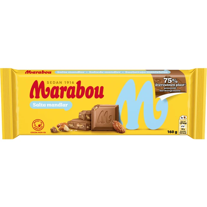 Chokladkaka Salta Mandlar 160g Marabou