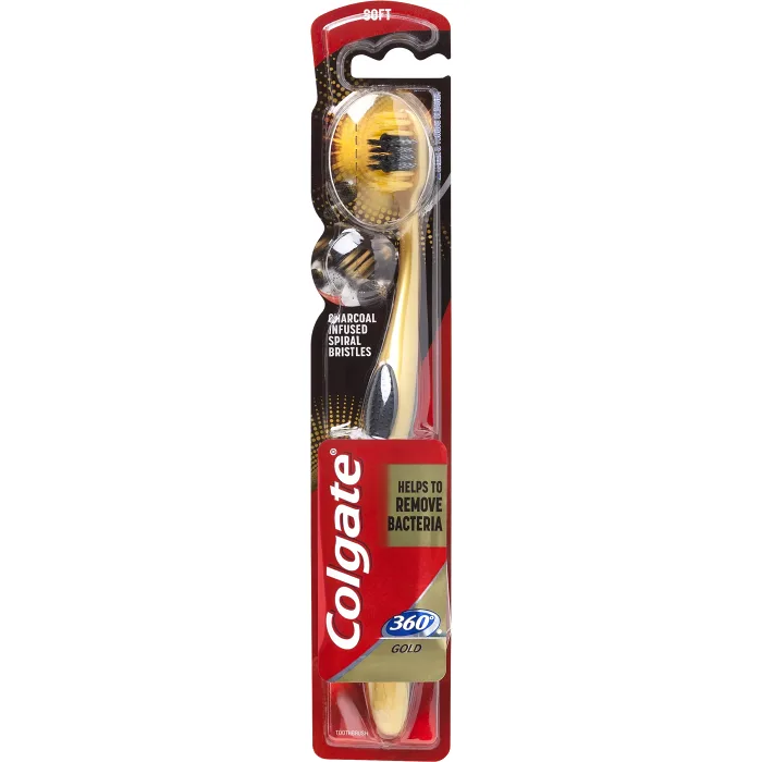 Tandborste 360 Charcoal Gold Soft 1-p Colgate