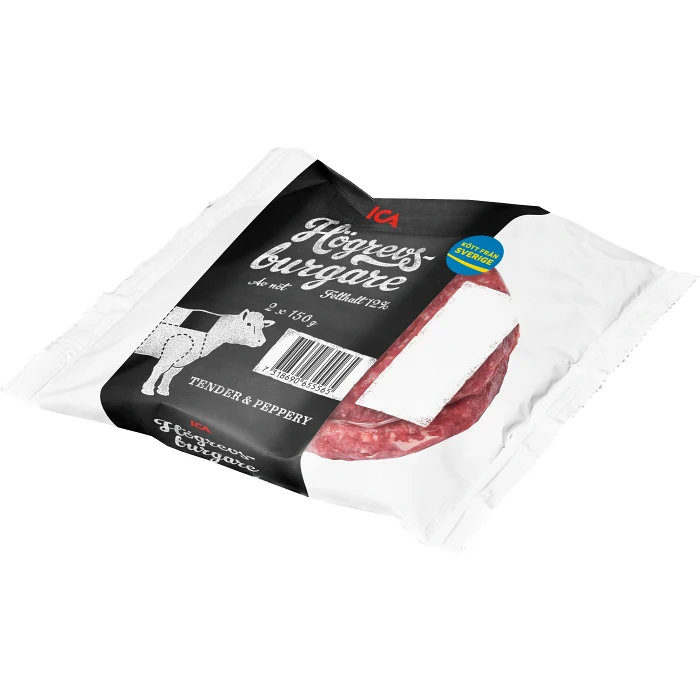 Högrevshamburgare Färsk 2-p 300g ICA