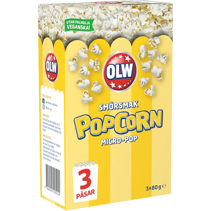 Popcorn Smörsmak Micropop 3-p 240g OLW