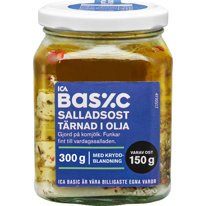 Salladsost Tärnad i olja 300g ICA Basic