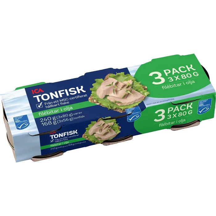 Tonfisk i olja 3x80g 240g ICA
