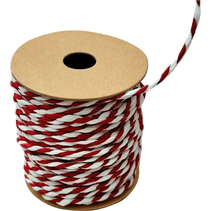 Paketsnöre papper röd/vit 10 m