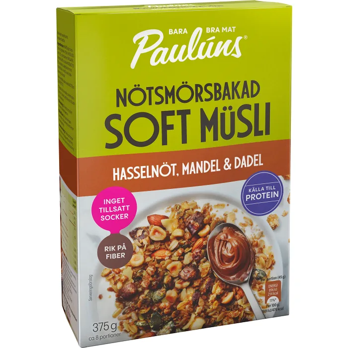 Soft müsli Mandel & dadlar 375g Pauluns